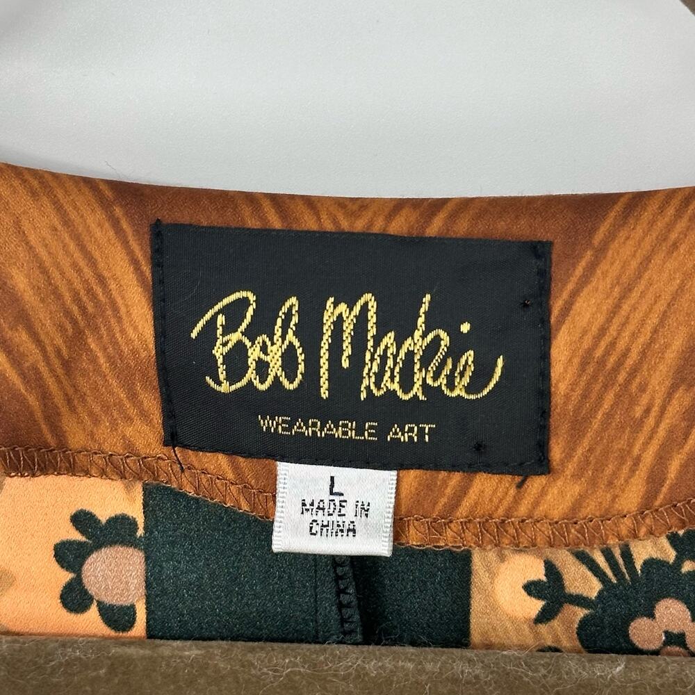 Bob Mackie Kimono Wearable Art Brown With Floral Pattern Size L - Picture 2 of 3